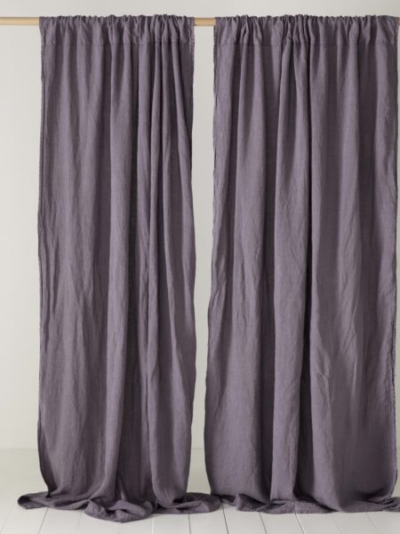 Aubergine Purple 100% Linen Loop Top Curtain (Single)