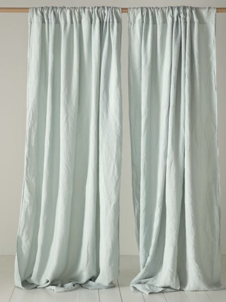 Duck Egg 100% Linen Loop Top Curtain (Single)
