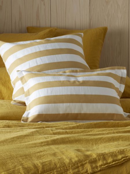 Yellow Big Stripe Cushion Cover