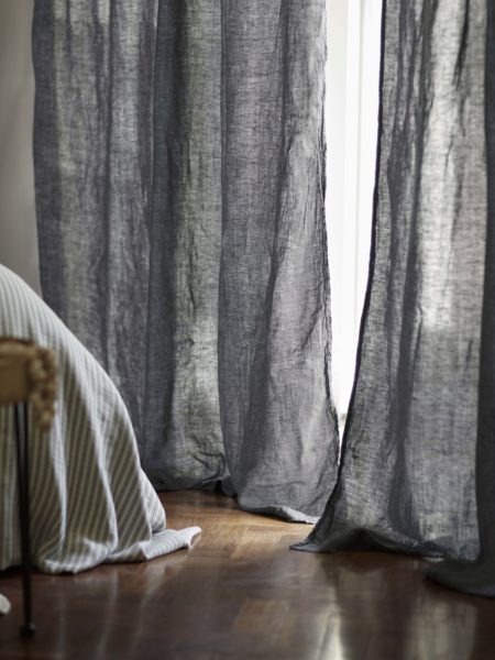 Charcoal 100 Linen Loop Top Curtain Single Secret Charcoal 100 Linen Loop Top Curtain, Charcoal Linen Curtains Uk