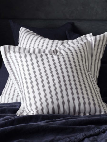 Aubergine French Ticking Stripe Cushion Cover