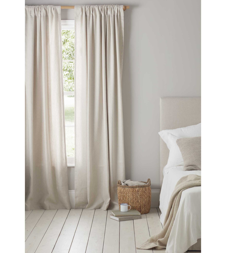 Natural Linen Loop Top Curtains (Pair) 50 Linen/50 Cotton