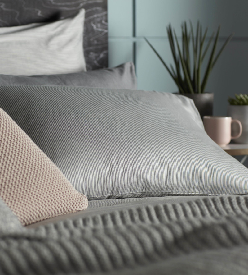 Tiny Stripe Graphite Grey Bed Linen Secret Linen Store