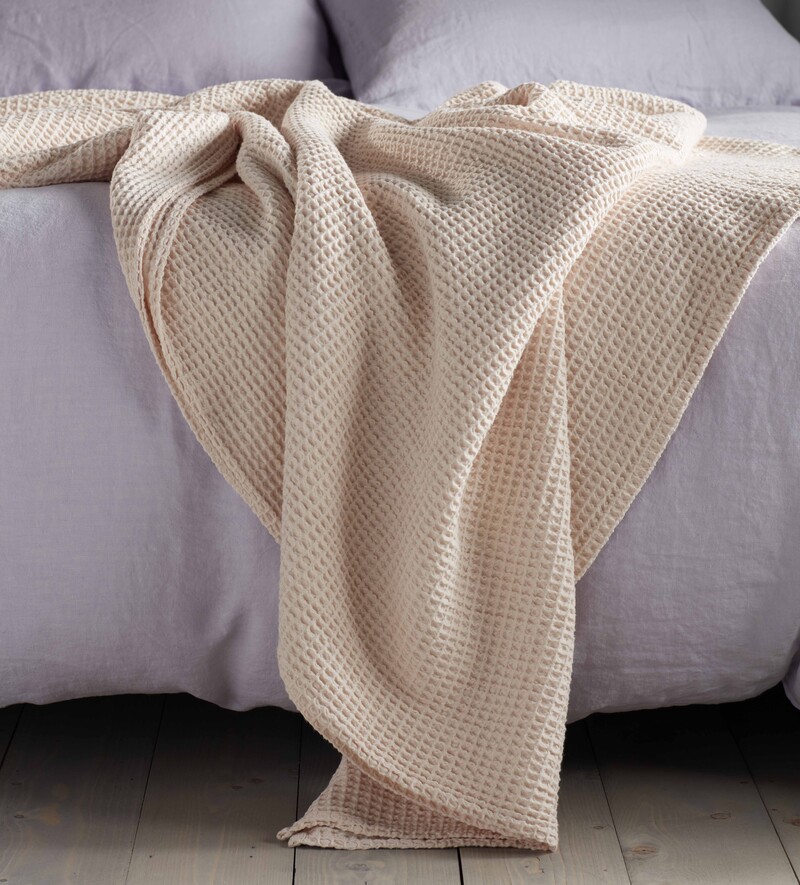 Shell Pink Big Waffle Throw Secret Linen Store