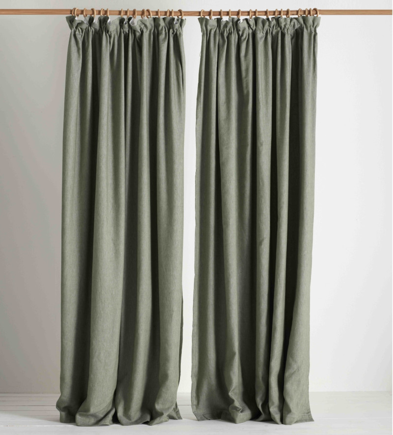 Olive Green Twill Cotton Linen Blackout Curtains… Secret Linen Store