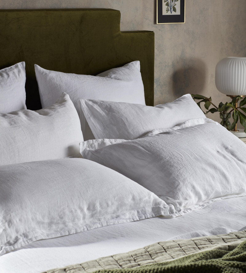 White 100 Linen Oxford Pillowcase Secret Linen Store