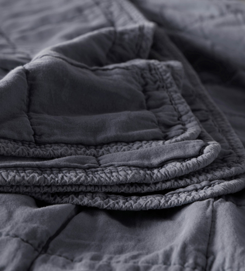 Finn French Blue Quilted Throw Secret Linen Store