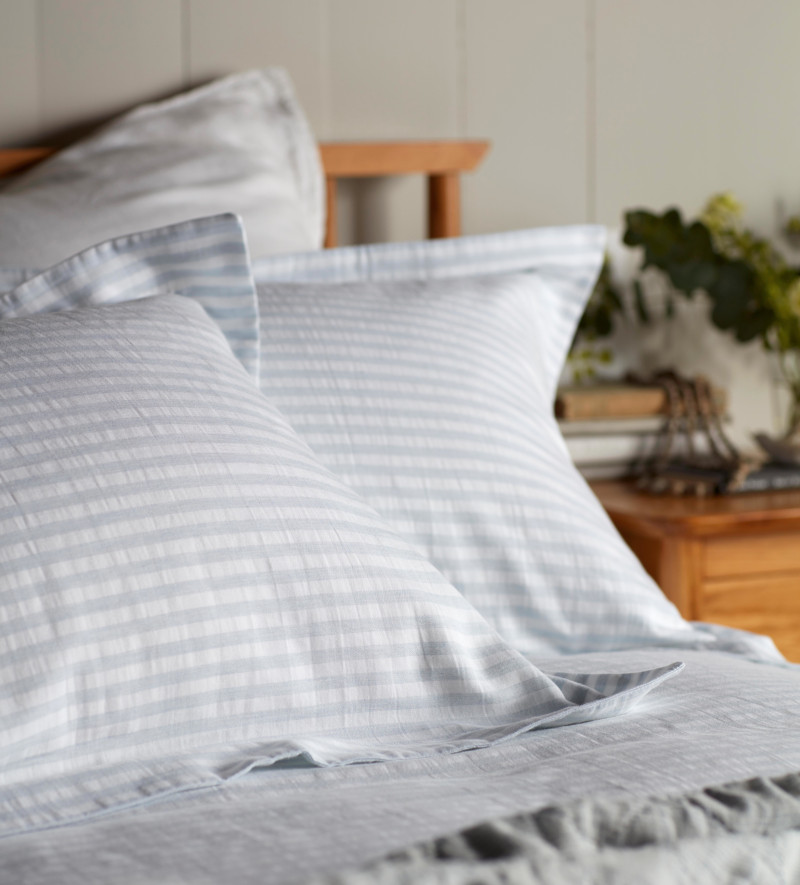 Alice Stripe Powder Blue Bed Linen Secret Linen Store