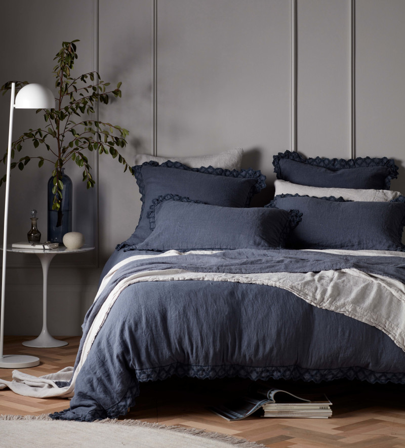 Violet French Blue 100 Linen Bed Linen Secret Linen Store